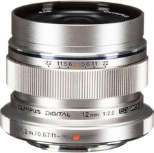 OM SYSTEM M.Zuiko Digital ED 12mm f/2.0 Micro Four Thirds Lens Silver