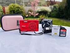 Nikon Coolpix S3200 Digital Camera Metallic Red 16 MP Battery, SD Card & Charger