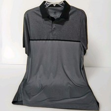 Champion Mens L Polo Shirt Gray Black 100 Polyester Dri-Fit Short-sleeved