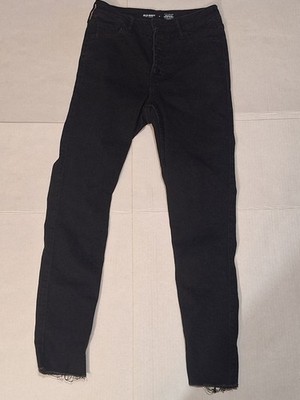 Old Navy Rockstar Super Skinny Jeans Womens Size 4 Black Denim Frayed Bottom