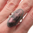 Old Pawn Sterling Silver Vintage Southwestern Rhodonite Tribal Ring Size 7.75