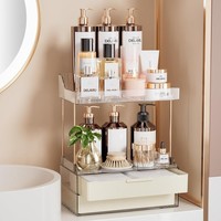 Make Up Organizer 2 Schubladen 2 Etagen Kosmetik Aufbewahrung Wolkenweiß