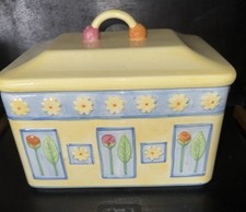 vintage 1990s hand-painted ceramic bread bin manufactured by  Rayware