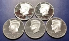 Lot of (5) Gem Proof Silver Kennedy Half Dollars (2001-2007)