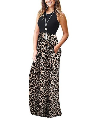 MOLERANI Women's Loose Plain Maxi Dresses Casual Long Dresses - Size XL  Leopard | eBay