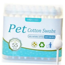 Pet Cotton Swabs, 55 Count  Gourd-Shaped Tips  Soft Cotton  Paper Stick  Dog  L