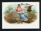 RARE Old Original DOS RIOS Cigar Label - WOMAN WITH GLOBE & BOOK - FIERCE EAGLE — photo 1