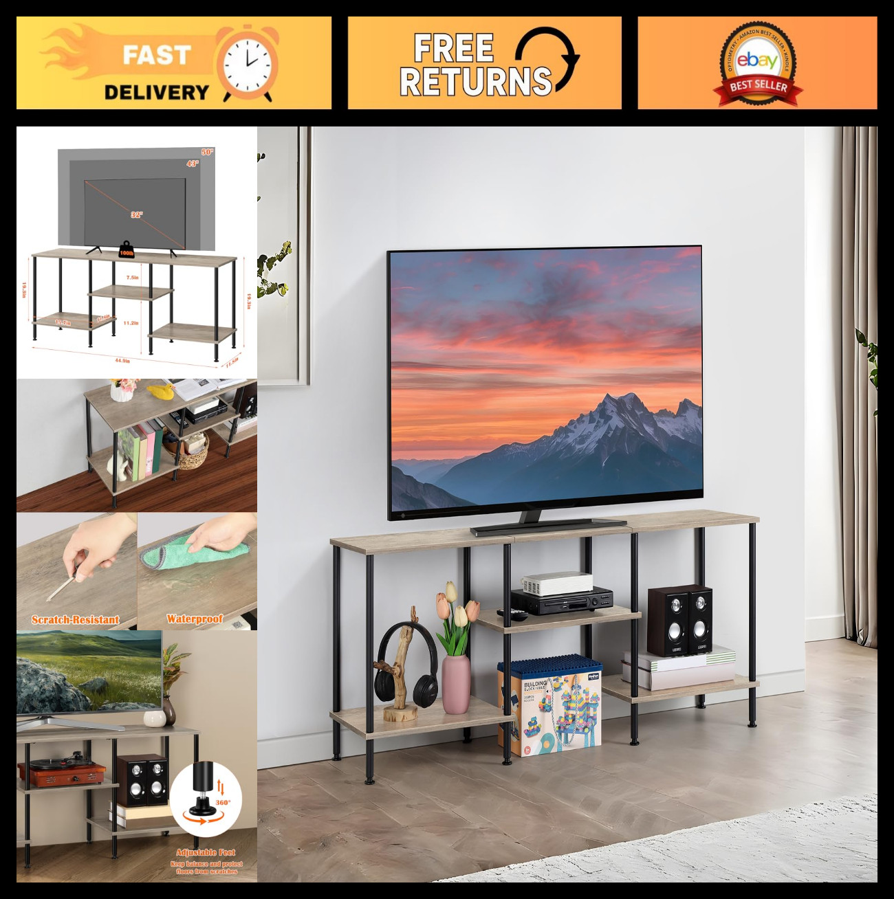 - 3 Tier Entertainment Center With Open Storage She