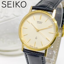 SEIKO Quartz Men's Watch Gold Round 3 Hands From Japan