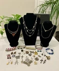 Vintage Lot of 38 Costume Jewelry Necklaces Pendants Earrings Bracelets More #12
