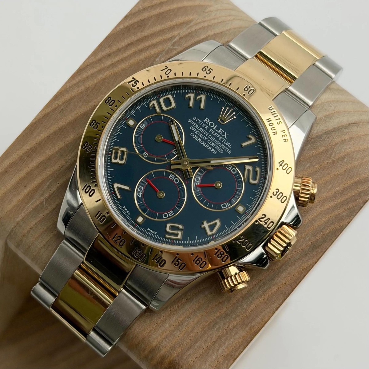 1000HOUR HEARING MARATHON 2020/6〜2021/5 Rolex Cosmograph Daytona 116523 Steel 18K Yellow Gold Blue Racing