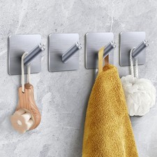 xdgeLoad Heavy Duty Adhesive Hooks, Bath Towel Hooks 4 Pack, Adhesive Wall Hooks