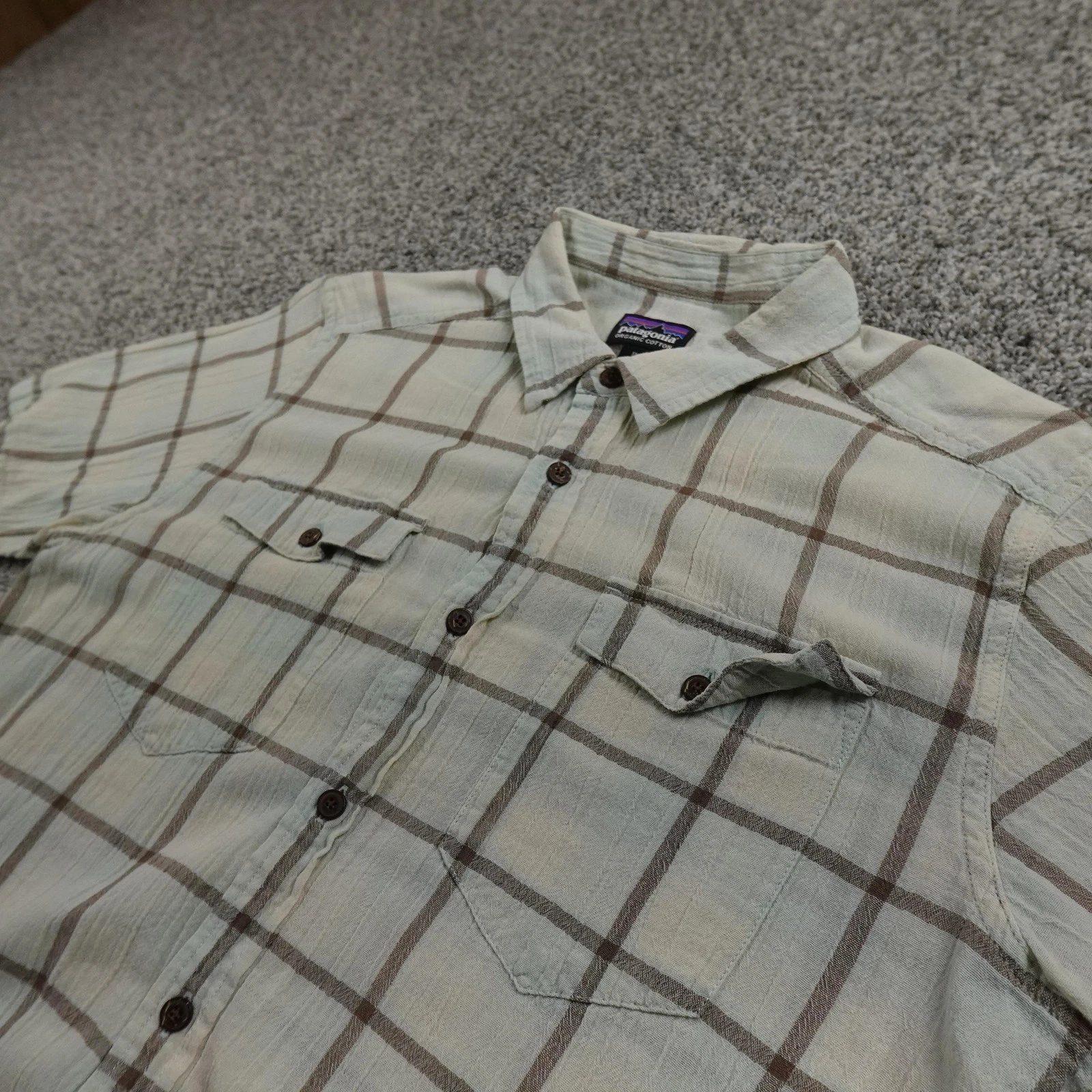 Patagonia Shirt Mens M Plaid Short Sleeve Organic Cotton Steersman Outdoor Hike