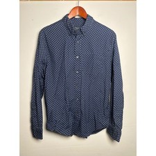 Abercrombie Fitch Geometric Print Button Down Shirt Men's L Navy