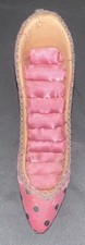 Vintage ceramic high heel decor- pink with black polka dots jewelry holder