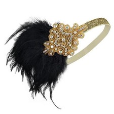 1920s Gatsby Headpiece Black Flapper Headband for Women 20s headband for Ab-01