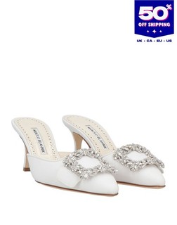 RRP€1045 MANOLO BLAHNIK Mule Shoes US7 UK4 EU37 Rhinestones HANDMADE in Italy