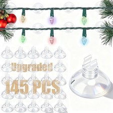 145 PCS Clear Christmas Light Suction Cup Clips – Strong Window Hooks for Hol...