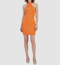 Guess Women's Orange Scuba Crepe Crossover Halter Yasmine Dress Size XL