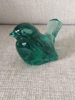 Fenton Ruby Green Glass Bird Figurine Pressed Logo Mark 4" Vintage