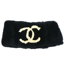 Chanel Fur Shawl Stole Black Small Good 165778