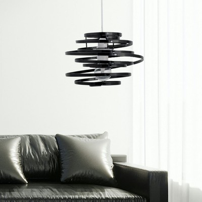 Schwarz Easy Fit Deckenlampenschirm Pendelschirm Modern Metall Swirl Design