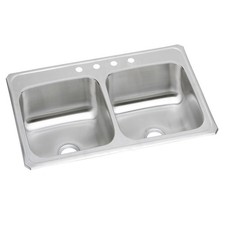 Elkay CR33214 Celebrity SS 33" 4-Hole Equal Double Bowl Drop-in Sink