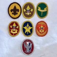 Complete Set of 7 Boy Scouts of America Rank Insignia Patches thru Eagle 1970s