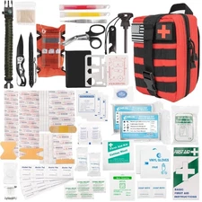 Emblem OD 242 Piece Survival First Aid Kit with Tourniquet | Red