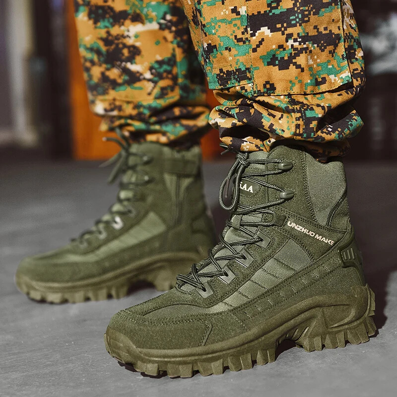 Men's Tactical Military Boots Green Hiking Shoes Outdoor Autumn