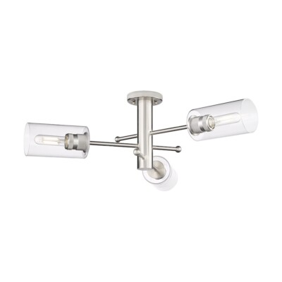 Innovations Lighting Crown Point 3-Lt 7'' Flush, SN/CG - 434-3F-SN-G434-7CL