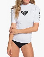 Roxy Women's Wholehearted Short Sleeve Rashguar White Size S 01091