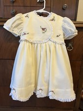 Vintage Handmade Embroidered Dress Yellow Flowers Lace Lined And Layered 3t