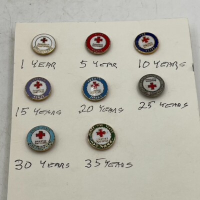 Vintage American Red Cross Volunteer Enamel Pin Lot of 8 Instant Collection