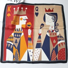 100 Mulberry Silk 21'' Small Scarf Women Neckerchief Wrap Poker King And Queen