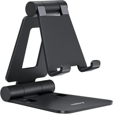 Nulaxy Dual Folding Cell Phone Stand, Fully Adjustable Foldable Desktop Phone Ho