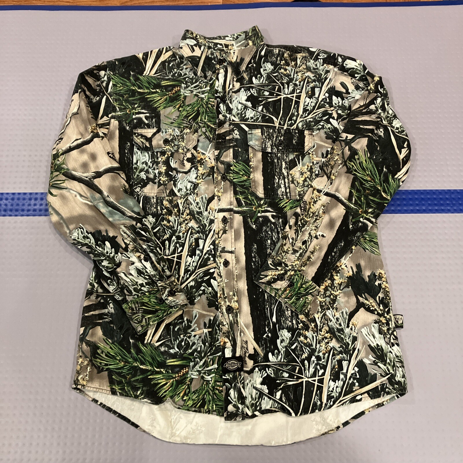 Dickies Camo Hunting Shirt Mens Wayne Carlton Vanish Arid Canvas Button Down Lg