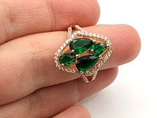 Women's Handmade Rose Gold Sterling Silver Lab Created Emerald Ring 6.75