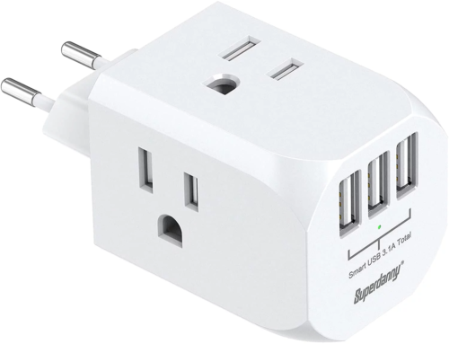 European Travel Plug Adapterinternational Power Adapter Wall Plug with USB Ports - Picture 1 of 7