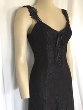 Black Stretch Lace Sleeveless Long Dress, Small