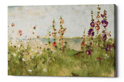 Epic Graffiti 'Hollyhocks by the Sea' by Cheri Blum, Giclee Canvas Wall Art