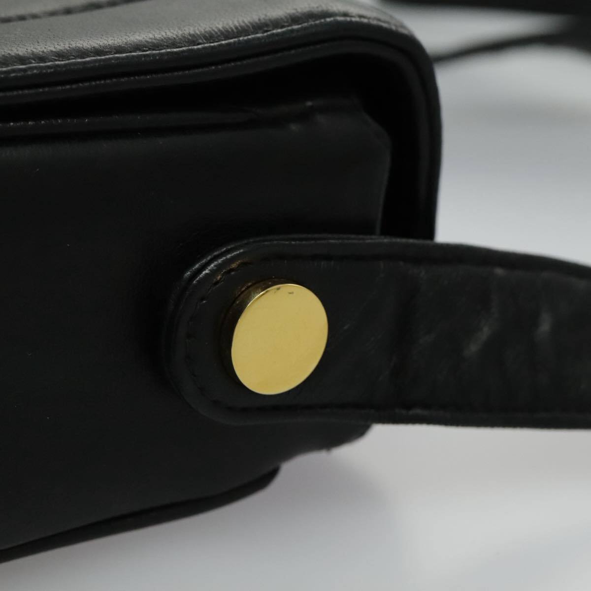 CHANEL Mademoiselle Shoulder Bag Lamb Skin Black Gold CC Auth yk15502AV