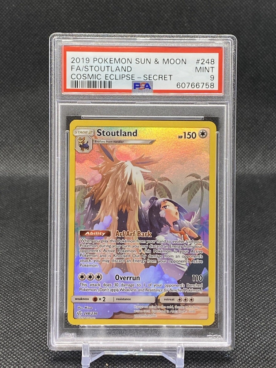 Pokemon PSA 9 MINT Stoutland 248/236 Secret Rare Full Art Cosmic