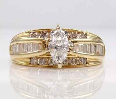 2 Ct Marquise Cut Simulated Diamond Wedding Ring 14K Yellow Gold Plated