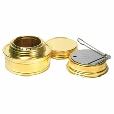 Esbit Brass Alcohol Burner Backpacking Stove w/Lid & Flame Regulator E-AB300BR