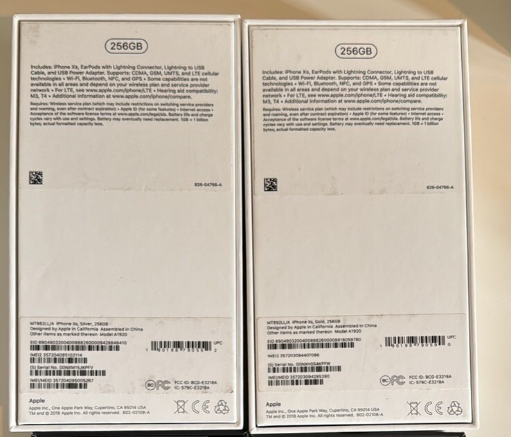 Original Apple BOX Only- Insert For iPhone Xs Silver 256GB- 1 Only