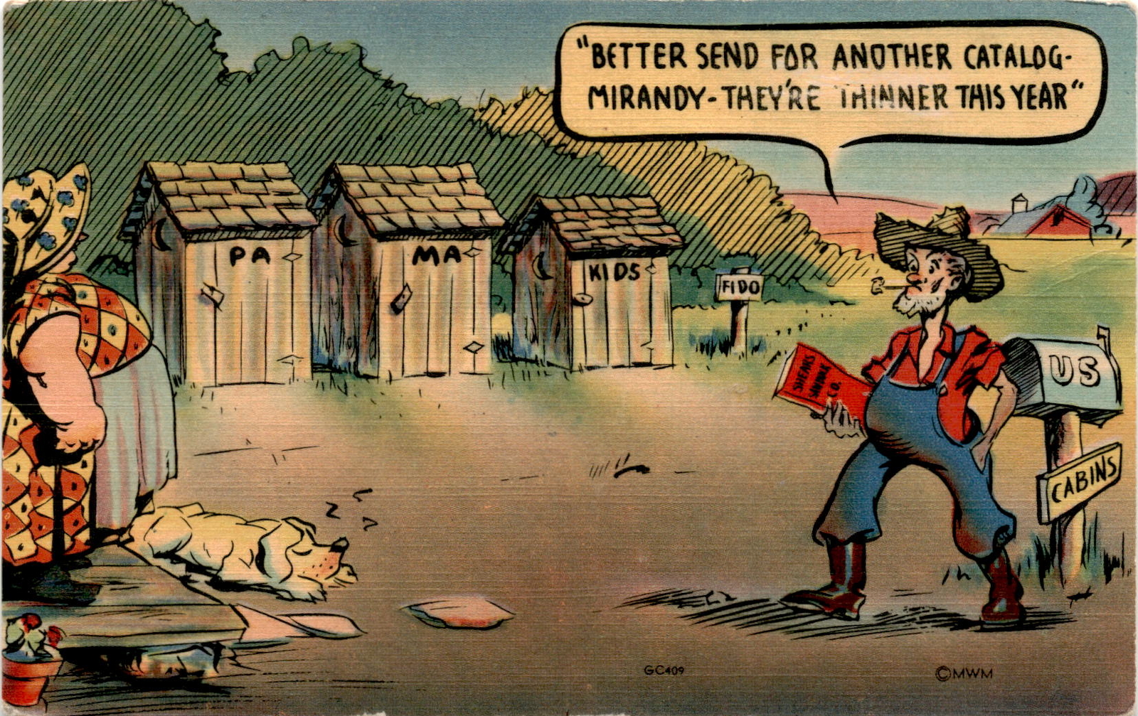 MA, KIDS, FIDO, YMAY, US, CABINS, GC409, CM Postcard