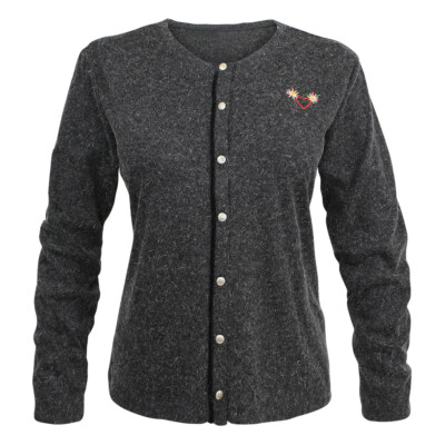 Strickjacke Damen Strick Jacke Sweater Schwarz Grau Melange | By Johanna Vegan