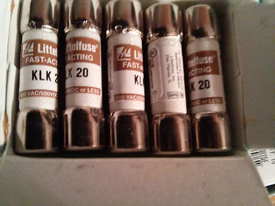 QTY 10 pcs-Littelfuse-KLK 20 Midget fast acting fuses 600V