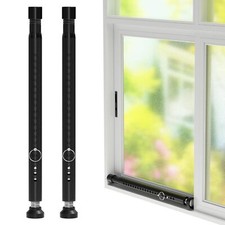 Sliding Door Security Bar 2 Pack Adjustable Patio Door Lock Black